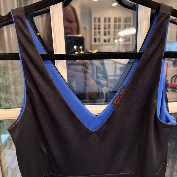 Ralph Lauren Women’s Black W/Royal Blue Dress  Sleeveless, Knee Length Sz M - Picture 2 of 11